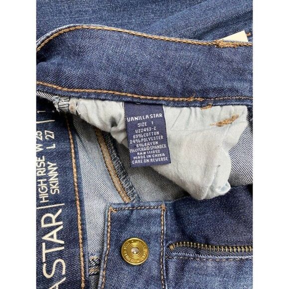 Vanilla Star Distressed Skinny Ankle Jean Juniors 25 XS Blue Ripped Frayed NEW - Picture 8 of 11